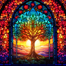 Load image into Gallery viewer, Tree Of Life Glass Painting-Full Round Diamond Painting-30x30cm
