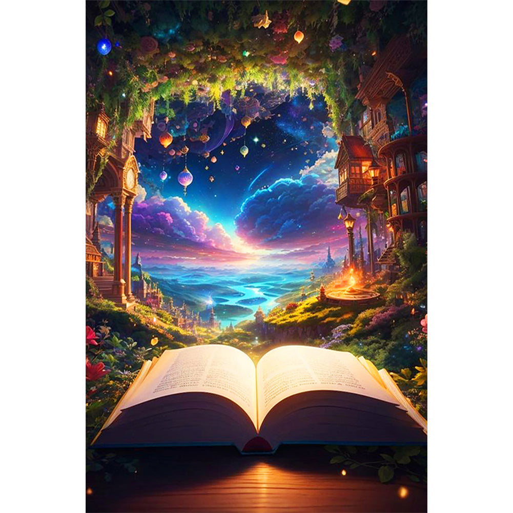Sea Of Clouds And Books-Full Round Diamond Painting-40x60cm-Large Size