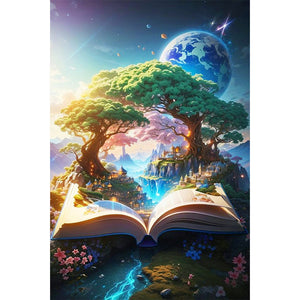 Sea Of Clouds And Books-Full Round Diamond Painting-40x60cm-Large Size