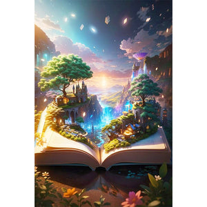 Sea Of Clouds And Books-Full Round Diamond Painting-40x60cm-Large Size