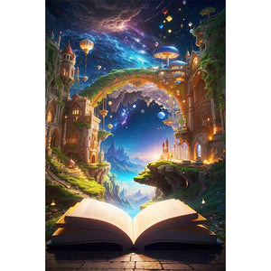Sea Of Clouds And Books-Full Round Diamond Painting-40x60cm-Large Size