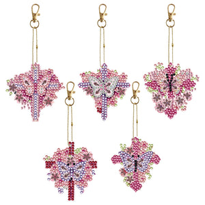 5/6/8Pcs/Set Christmas Flower-Double Side Drill-Diamond Keychain