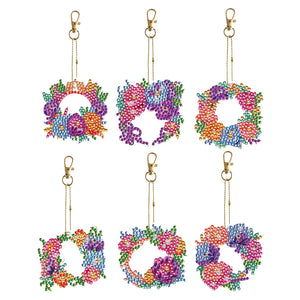 5/6/8Pcs/Set Christmas Flower-Double Side Drill-Diamond Keychain