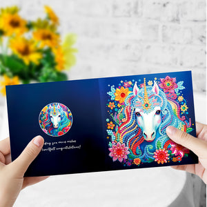8Pcs/Set Unicorn-Diamond Greeting Cards