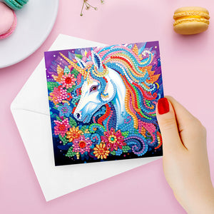 8Pcs/Set Unicorn-Diamond Greeting Cards