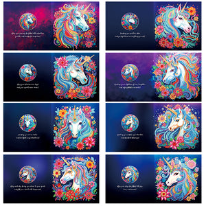 8Pcs/Set Unicorn-Diamond Greeting Cards