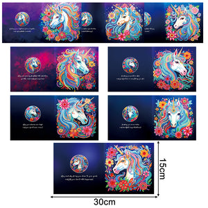 8Pcs/Set Unicorn-Diamond Greeting Cards