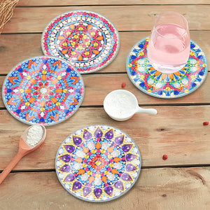 6Pcs/Set Mandala-Acrylic Waterproof Diamond Coaster