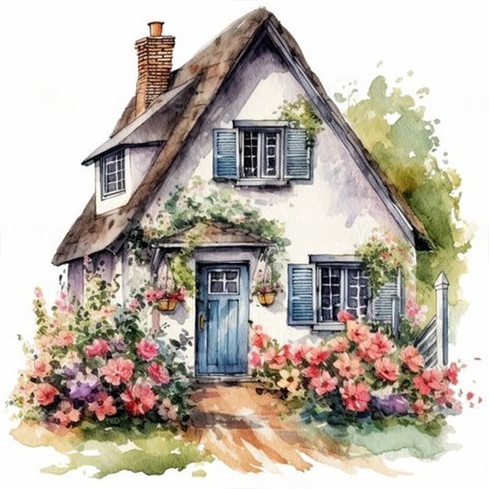 Garden House-Full Round Diamond Painting-30x30cm