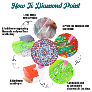 8Pcs/Set Mandala-Wooden Diamond Painting Coaster