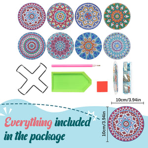 8Pcs/Set Mandala-Wooden Diamond Painting Coaster