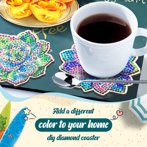 6Pcs/Set Succulent Plants-Wooden Diamond Painting Coaster