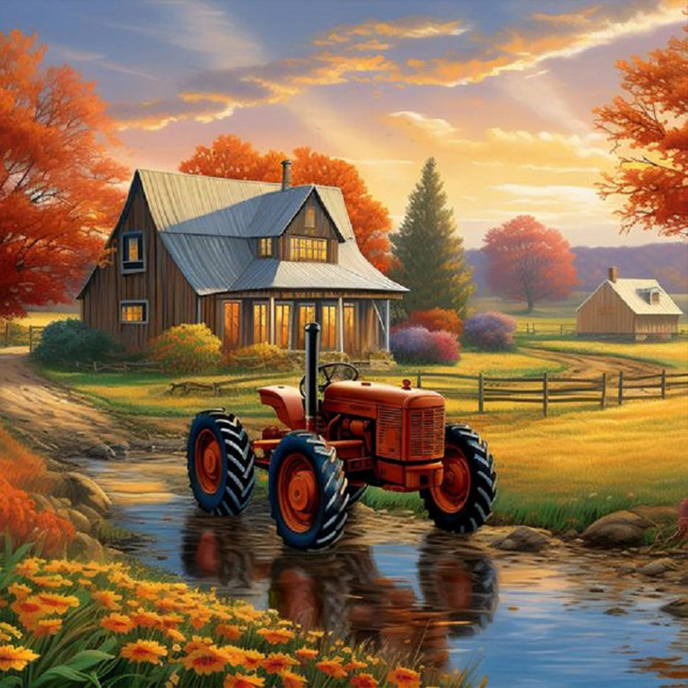 Country House-Full Round Diamond Painting-30x30cm