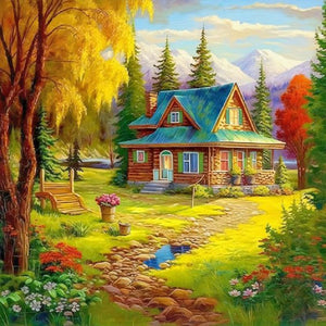 Country House-Full Round Diamond Painting-30x30cm