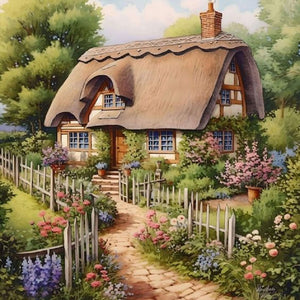 Country House-Full Round Diamond Painting-30x30cm