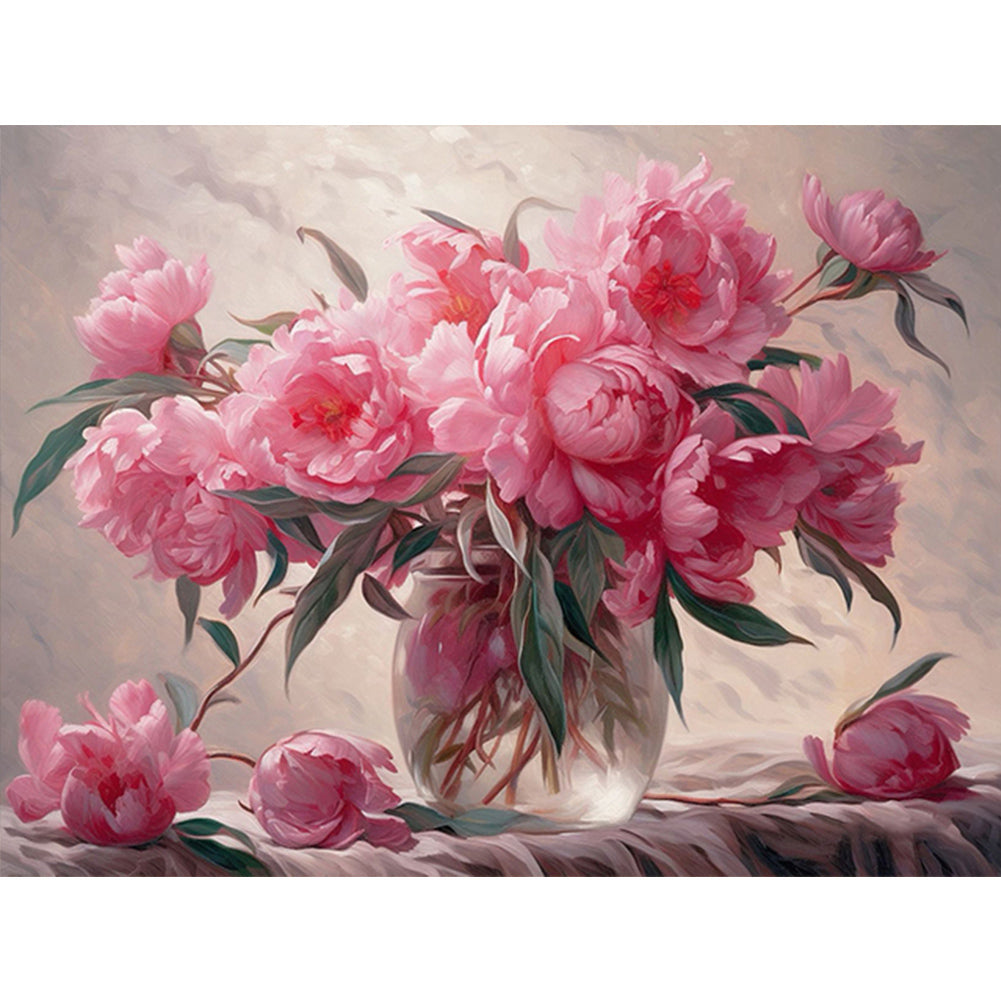Peony-Full Round Diamond Painting-40x30cm