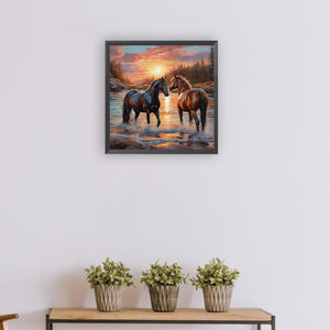 Horse-Full Round Diamond Painting-30x30cm