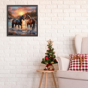 Horse-Full Round Diamond Painting-30x30cm