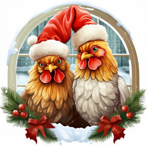Christmas Animals-Full Round Diamond Painting-30x30cm