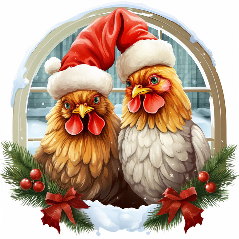Christmas Animals-Full Round Diamond Painting-30x30cm
