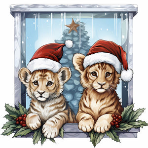 Christmas Animals-Full Round Diamond Painting-30x30cm