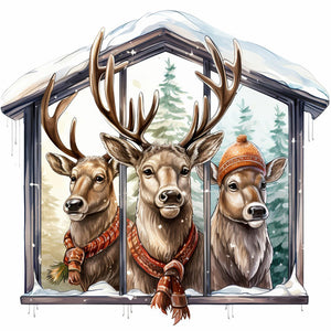 Christmas Animals-Full Round Diamond Painting-30x30cm