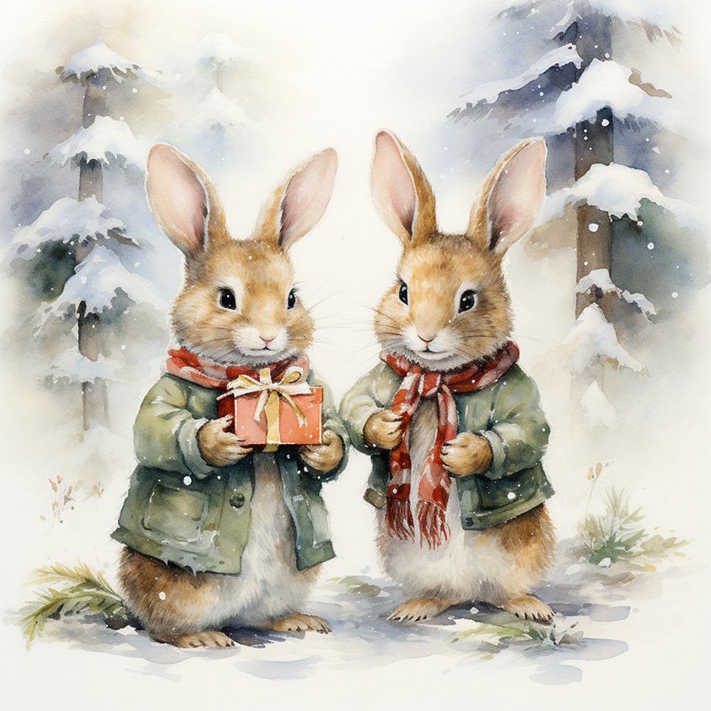 Rabbit-Full Round Diamond Painting-30x30cm