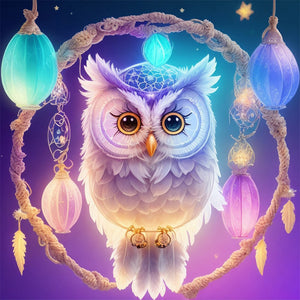 Owl-Full Round Diamond Painting-30x30cm