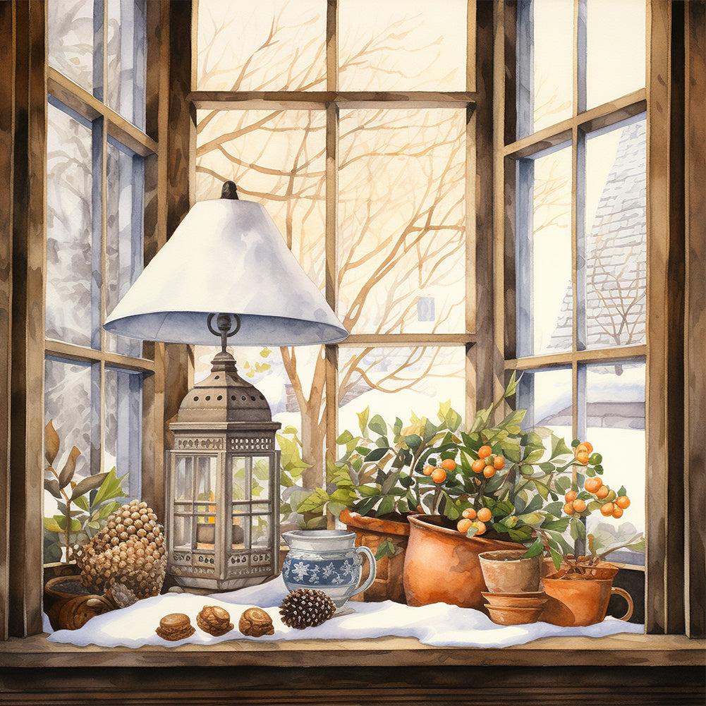 Winter Room-Full Round Diamond Painting-30x30cm