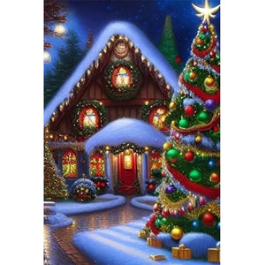 Christmas Holiday Atmosphere-Full Round Diamond Painting-40x60cm-Large Size