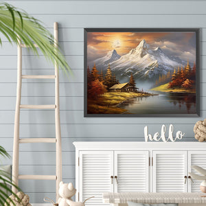 Snow Mountain Woods-Full Round Diamond Painting-40x30cm