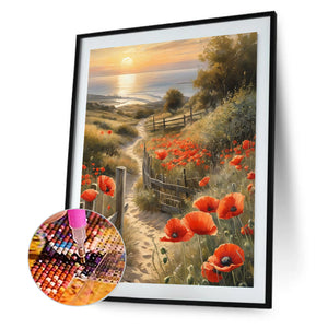 Path Among Flowers-Full Round Diamond Painting-30x40cm