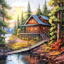 Load image into Gallery viewer, Woods House-Full Round Diamond Painting-30x30cm
