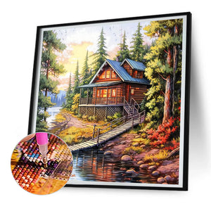 Woods House-Full Round Diamond Painting-30x30cm