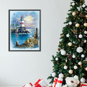 Seaside Lighthouse-Full Round Diamond Painting-30x40cm