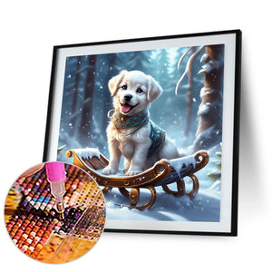 Sled Puppy-Full Round Diamond Painting-30x30cm