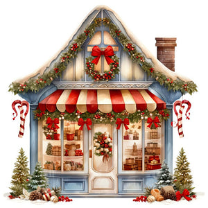Christmas House-Full Round Diamond Painting-30x30cm