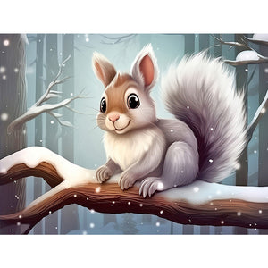 Snow Animal Squirrel-Full Round Diamond Painting-40x30cm