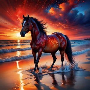 Horse-Full Round Diamond Painting-30x30cm