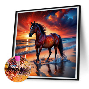 Horse-Full Round Diamond Painting-30x30cm