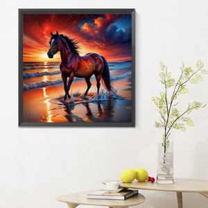 Horse-Full Round Diamond Painting-30x30cm