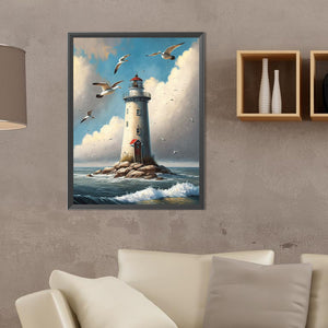 Seaside Lighthouse-Full Round Diamond Painting-30x40cm