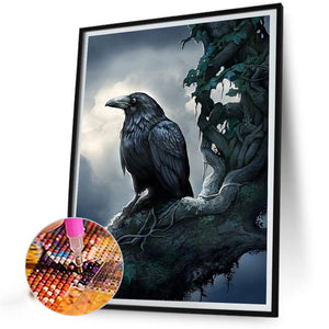Crow-Full Round Diamond Painting-40x55cm