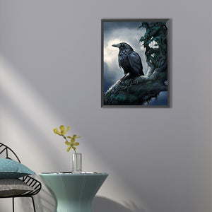 Crow-Full Round Diamond Painting-40x55cm