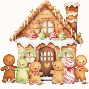 Christmas Cookie House-Full Round Diamond Painting-30x30cm