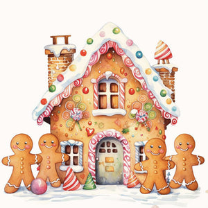 Christmas Cookie House-Full Round Diamond Painting-30x30cm