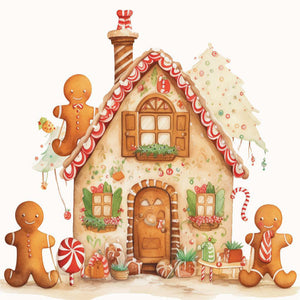 Christmas Cookie House-Full Round Diamond Painting-30x30cm