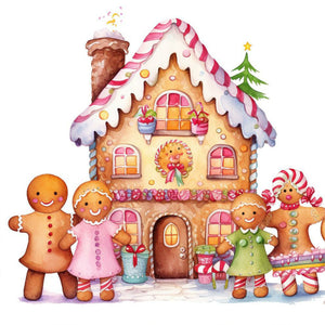 Christmas Cookie House-Full Round Diamond Painting-30x30cm