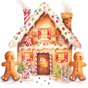 Christmas Cookie House-Full Round Diamond Painting-30x30cm