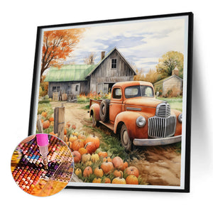 Farm Vintage Car-Full Round Diamond Painting-30x30cm